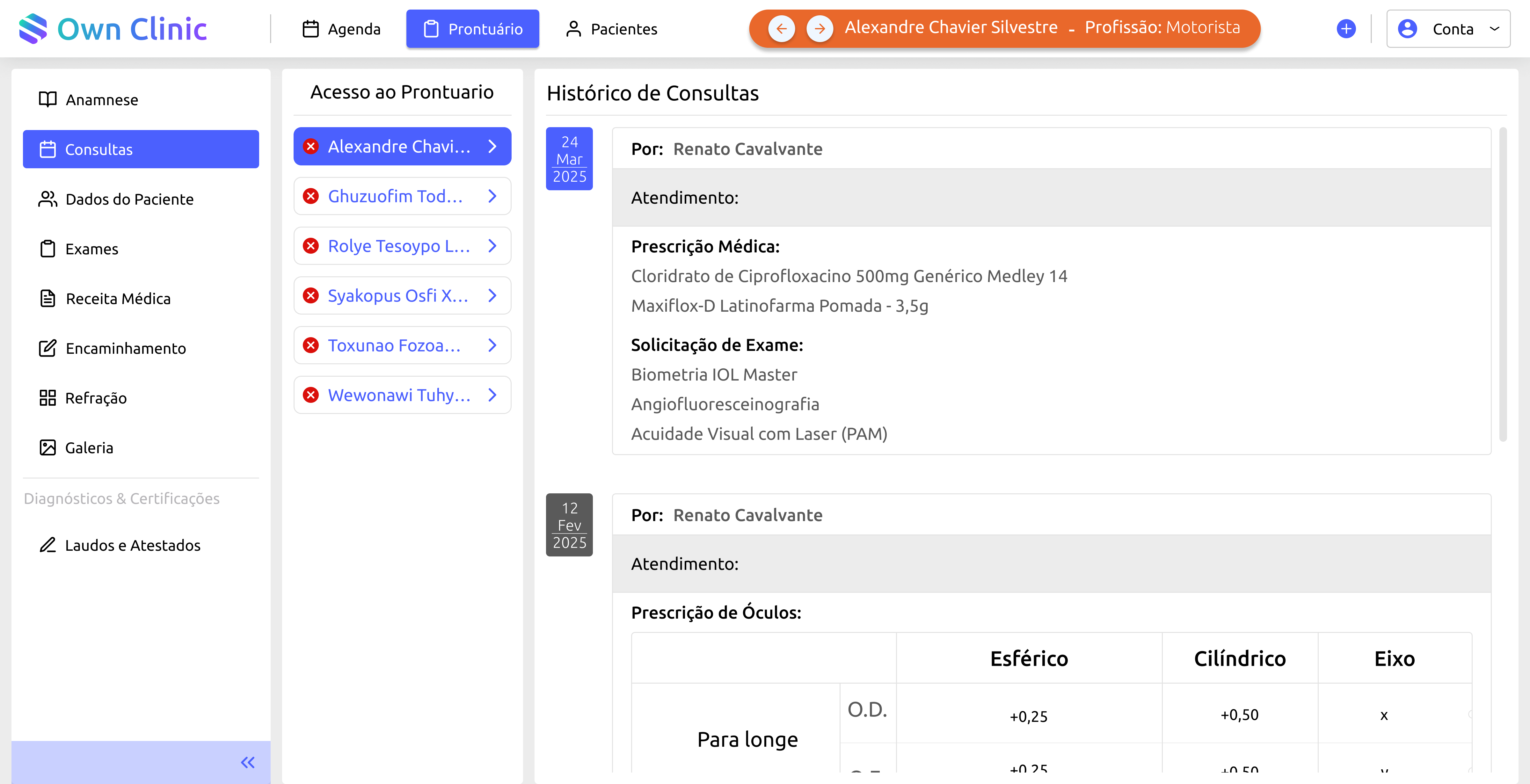 Histórico de Consultas do Paciente
